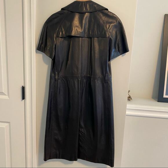 Vintage Narciso Rodriguez Black Soft Leather Double Breasted Mini Dress XS - Picture 4 of 15
